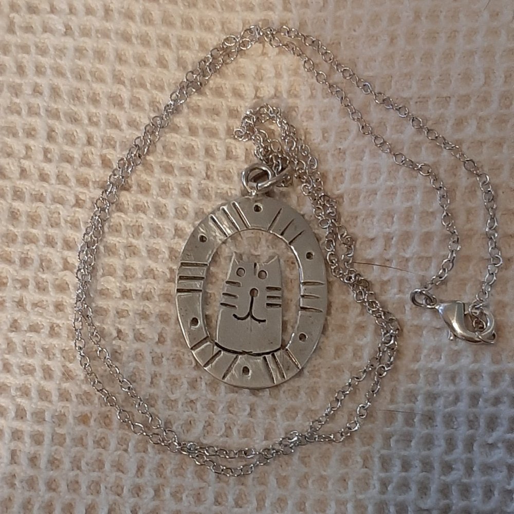 Sterling Silver Cat Necklace